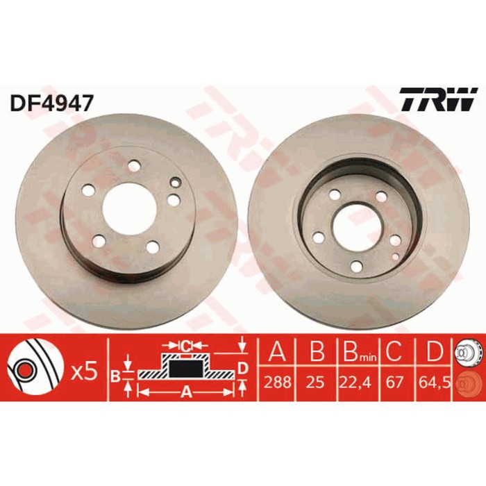 Диск тормозной TRW DF4947