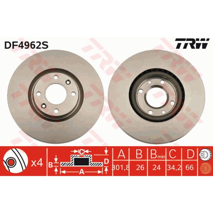 Диск тормозной TRW DF4962S