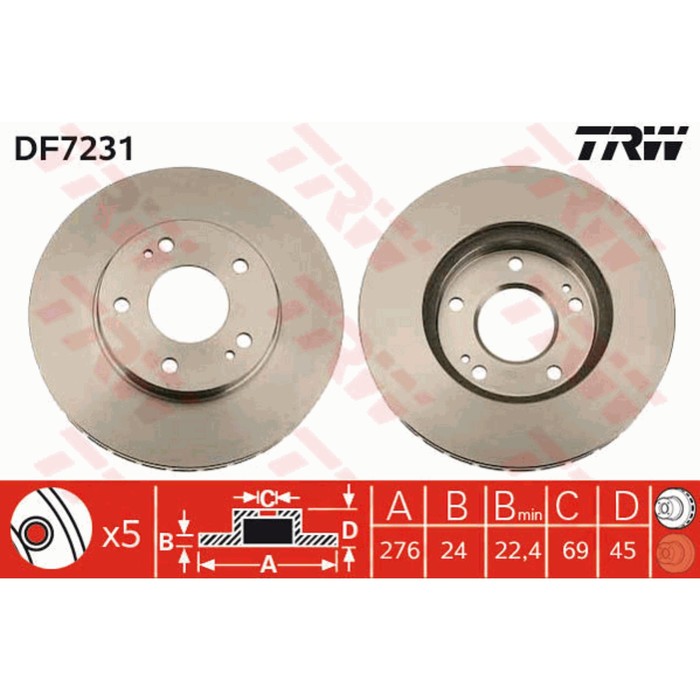 Диск тормозной TRW DF7231