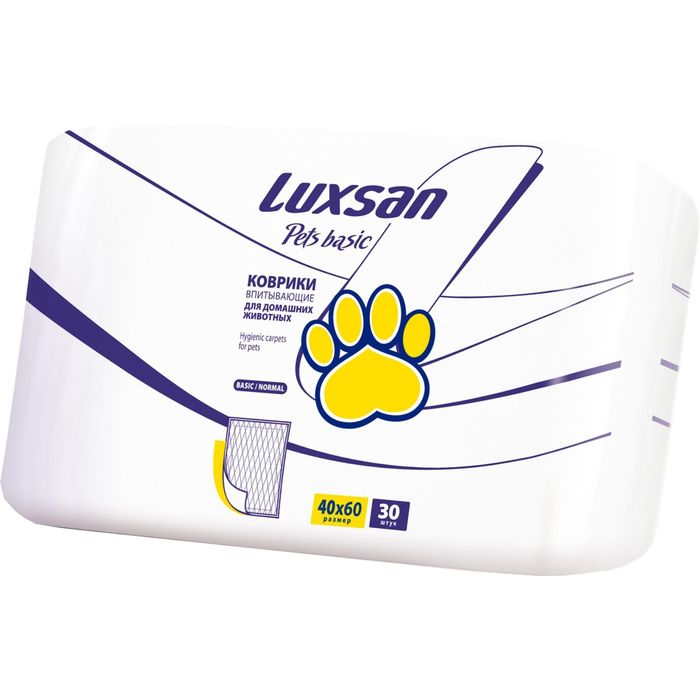 Пеленки LUXSAN Pets Basic №30 для животных, целлюлоза, 40 х 60 см, 30 шт