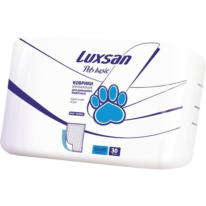 Пеленки LUXSAN Pets Basic №30 для животных, целлюлоза, 60 х 60 см, 30 шт