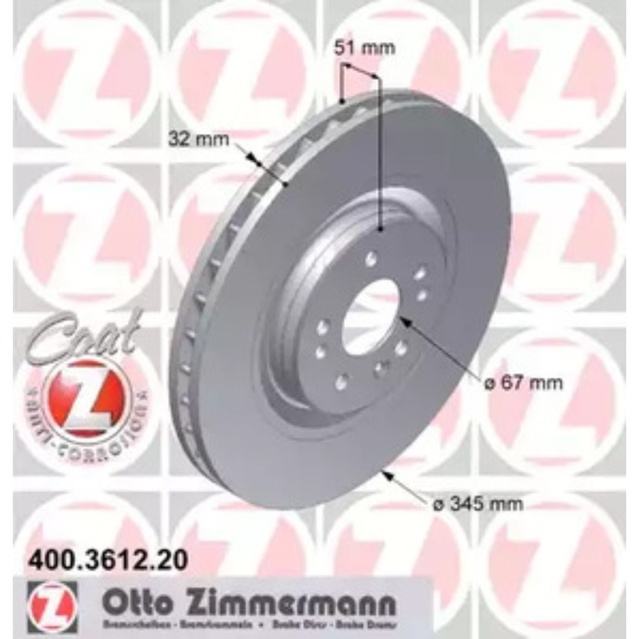 Диск тормозной ZIMMERMANN 400.3612.20