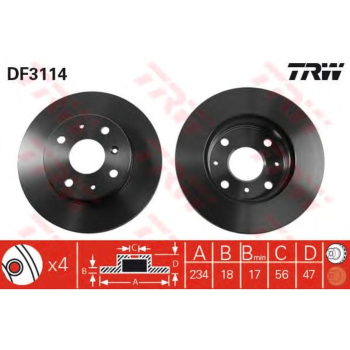 Диск тормозной  TRW DF3114