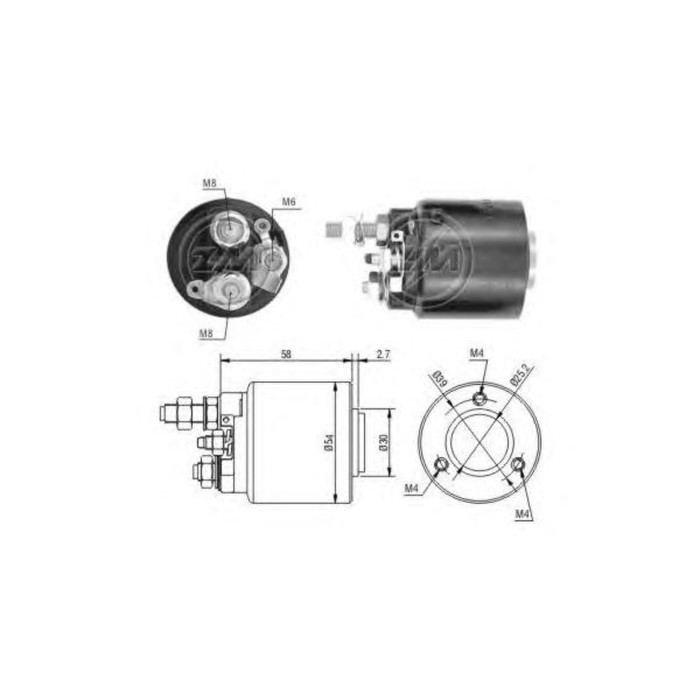 Реле втягивающее стартера  ERA ZM590