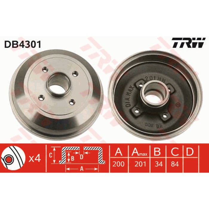 Барабан тормозной  TRW DB4301