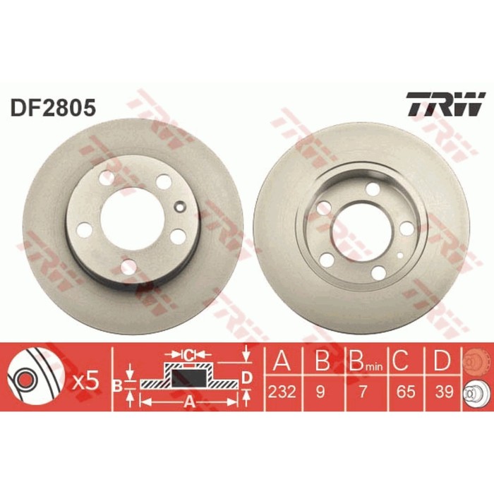 Диск тормозной TRW DF2805