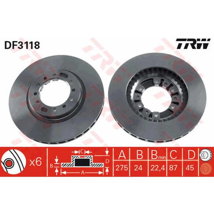 Диск тормозной TRW DF3118