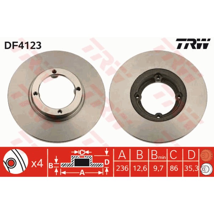 Диск тормозной TRW DF4123