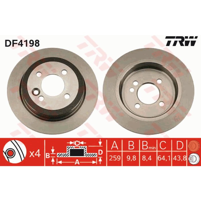 Диск тормозной TRW DF4198