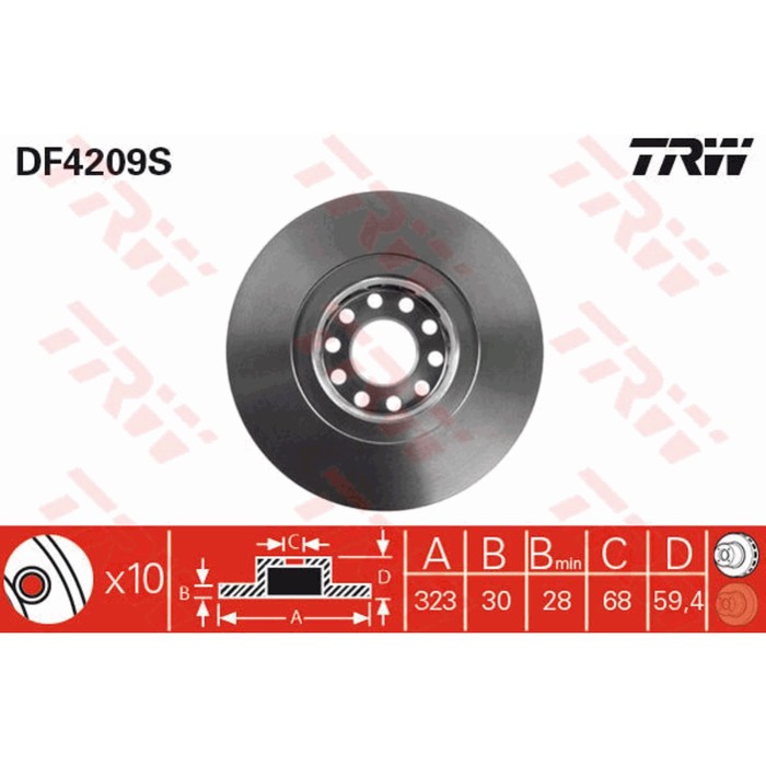 Диск тормозной TRW DF4209S