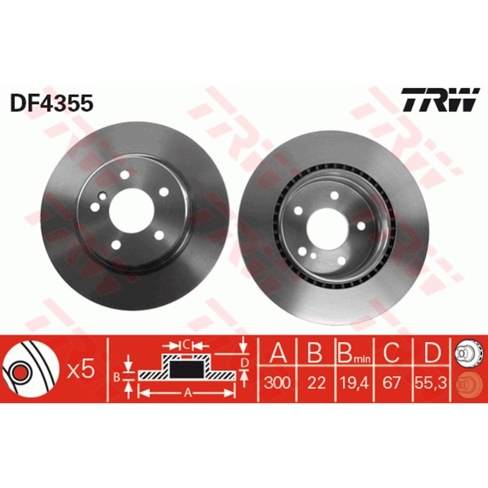 Диск тормозной TRW DF4355