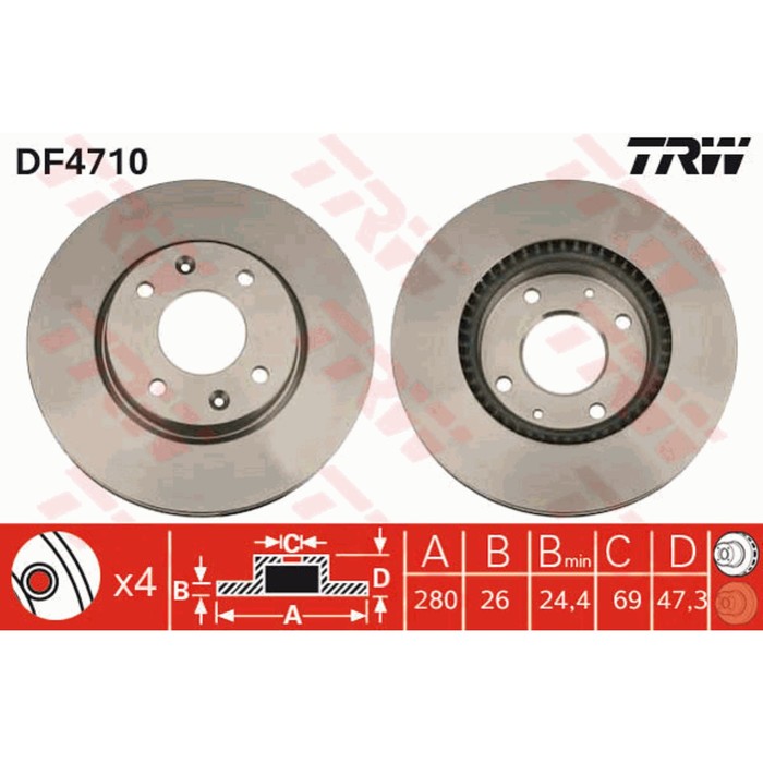 Диск тормозной TRW DF4710