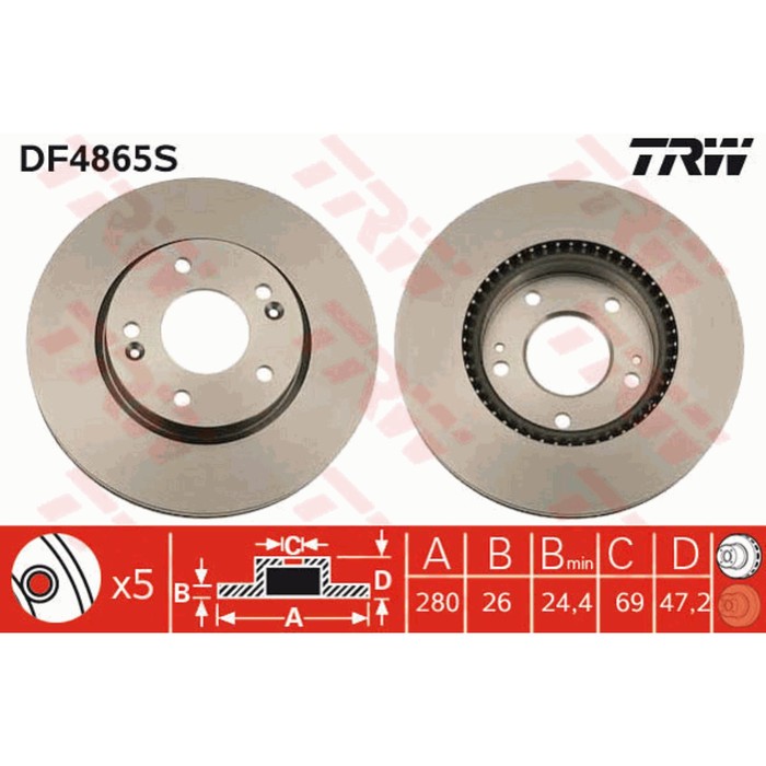 Диск тормозной TRW DF4865S