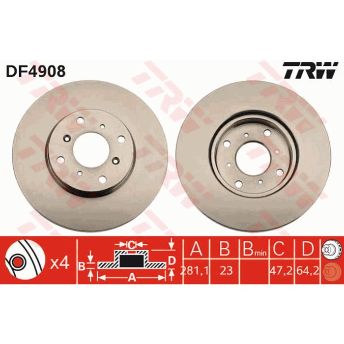 Диск тормозной TRW DF4908