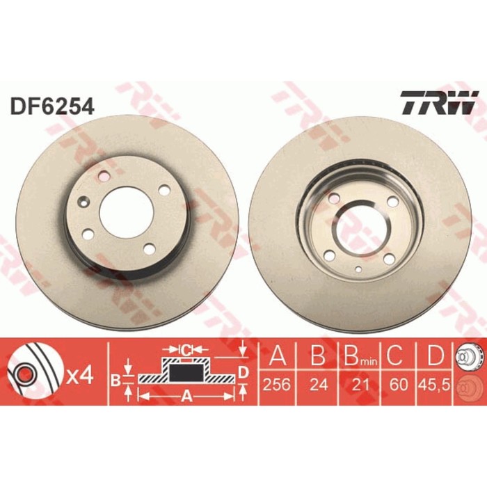 Диск тормозной TRW DF6254