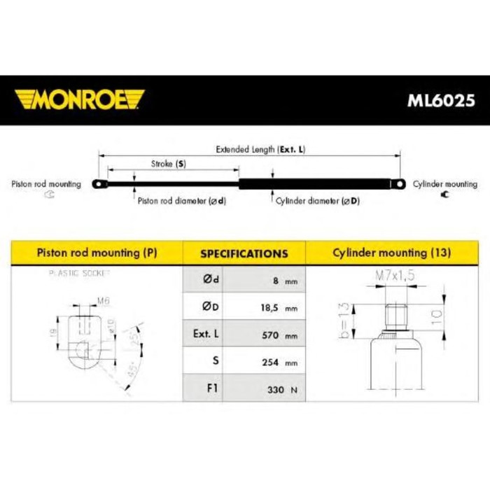 Амортизатор капота MONROE ML6025