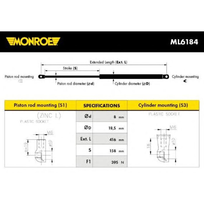 Амортизатор багажника MONROE ML6184