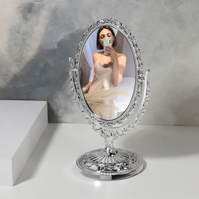 Зеркало настольное «Ажур», двустороннее, с увеличением, зеркальная поверхность 9 × 12 см, цвет серебряный в Донецке