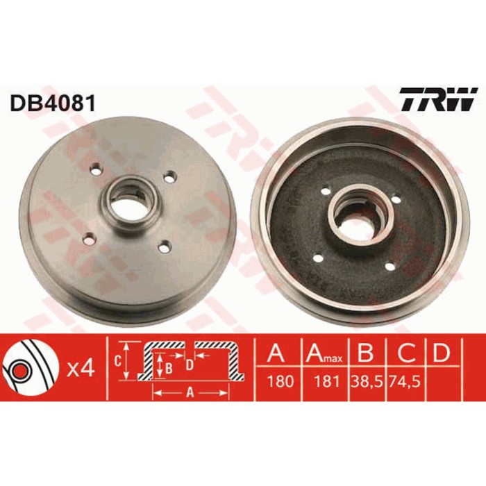 Барабан тормозной  TRW DB4081