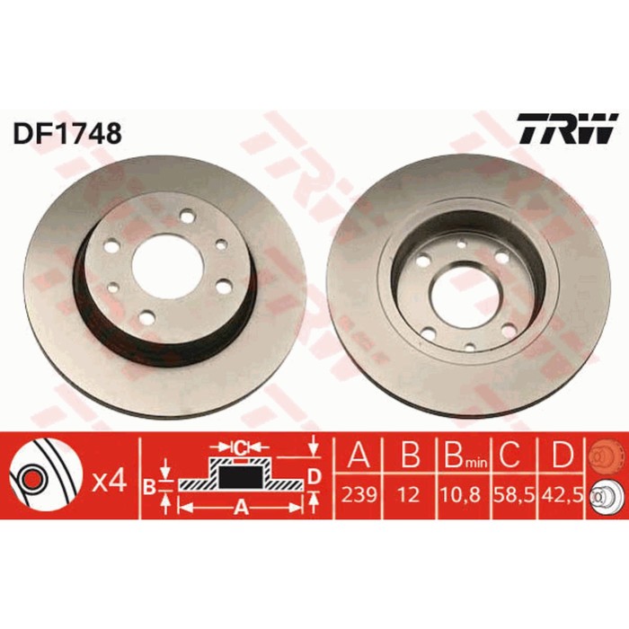 Диск тормозной TRW DF1748