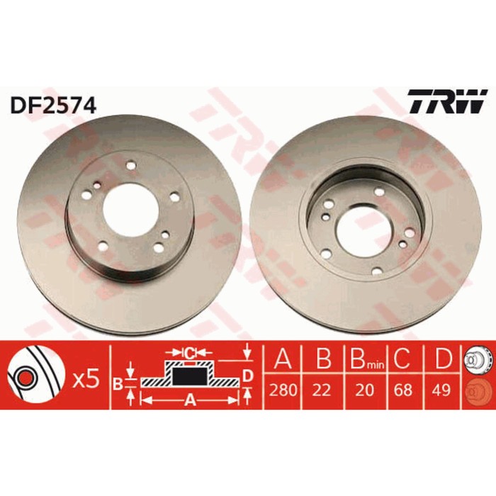 Диск тормозной TRW DF2574