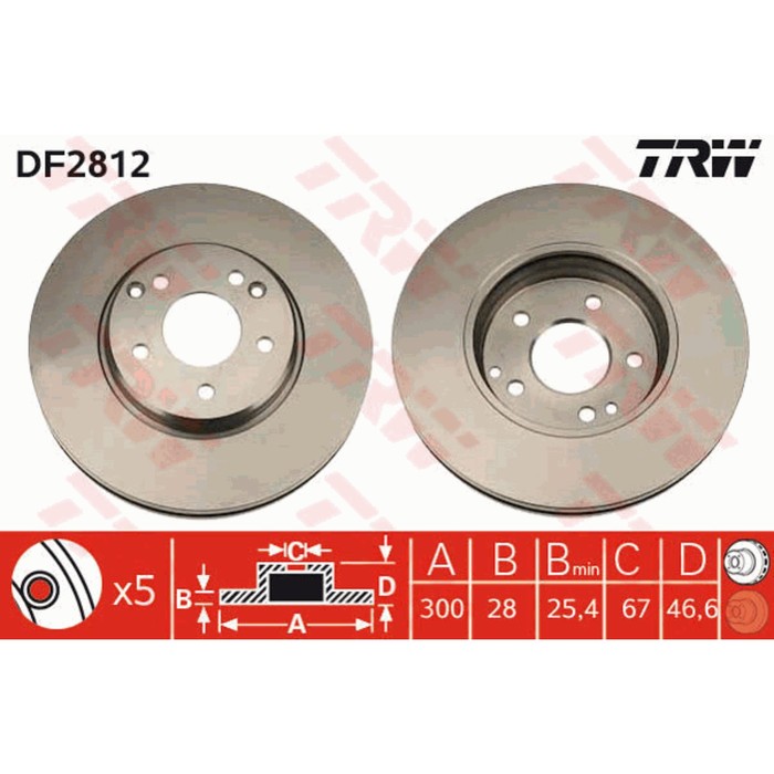 Диск тормозной TRW DF2812