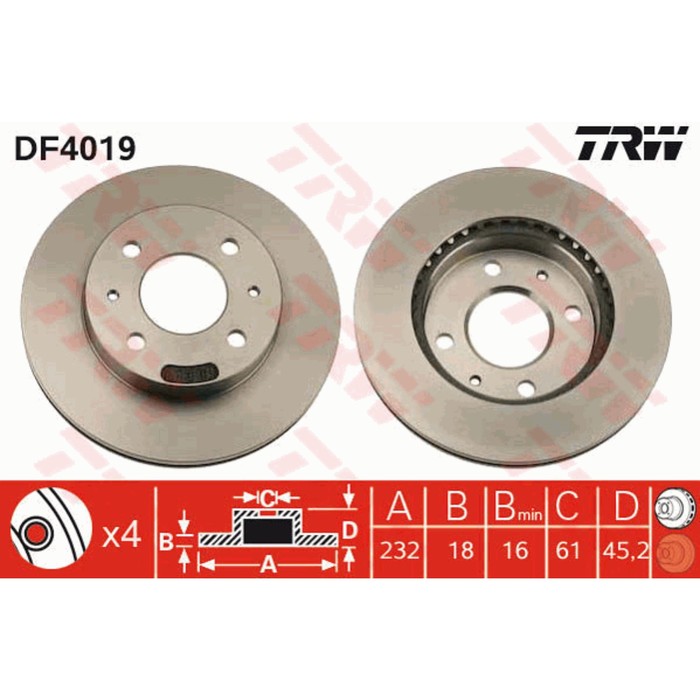 Диск тормозной TRW DF4019