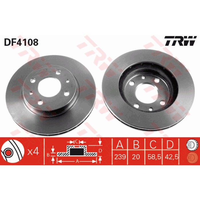 Диск тормозной TRW DF4108