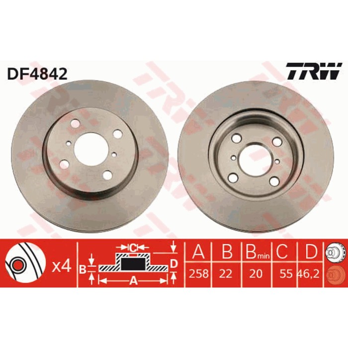 Диск тормозной TRW DF4842