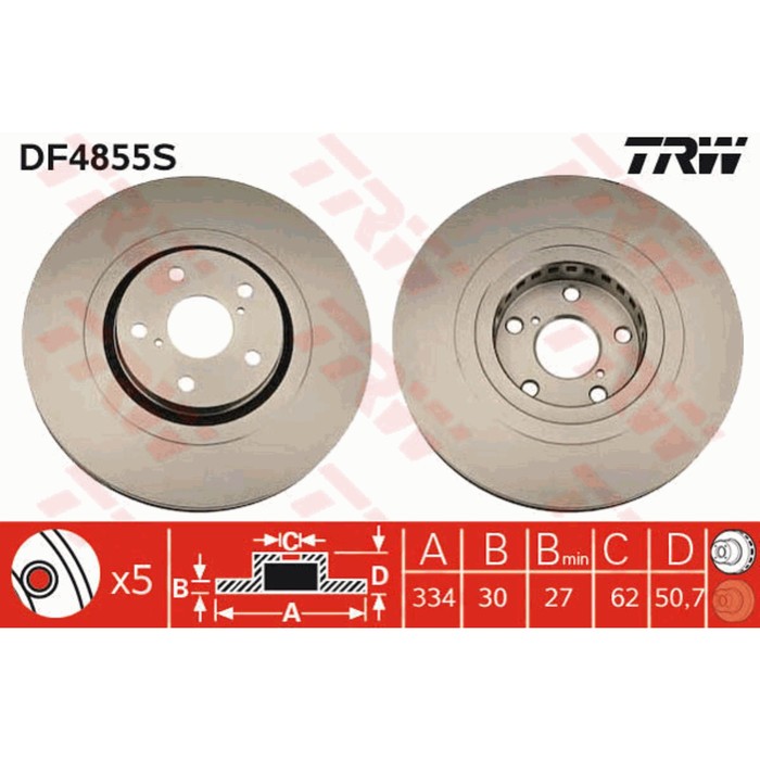 Диск тормозной TRW DF4855S