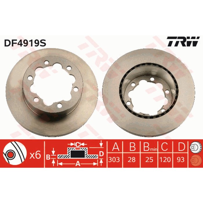 Диск тормозной TRW DF4919S