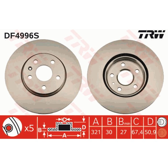 Диск тормозной TRW DF4996S