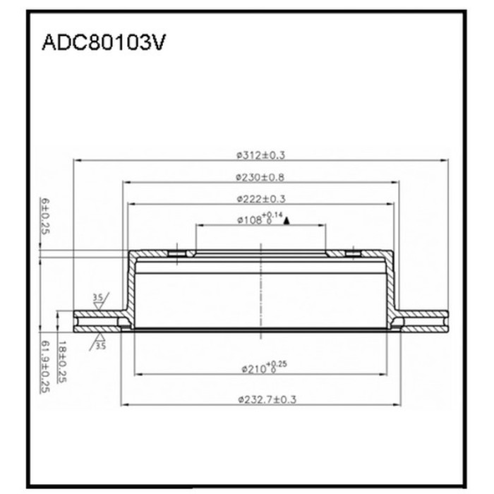 Диск тормозной ALLIED NIPPON ADC80103V