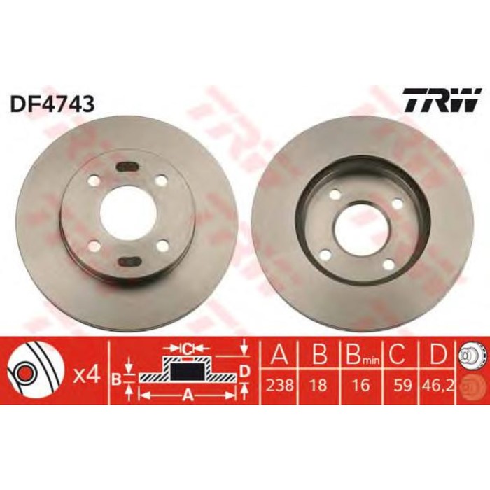 Диск тормозной  TRW DF4743