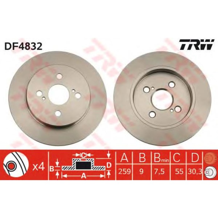 Диск тормозной  TRW DF4832