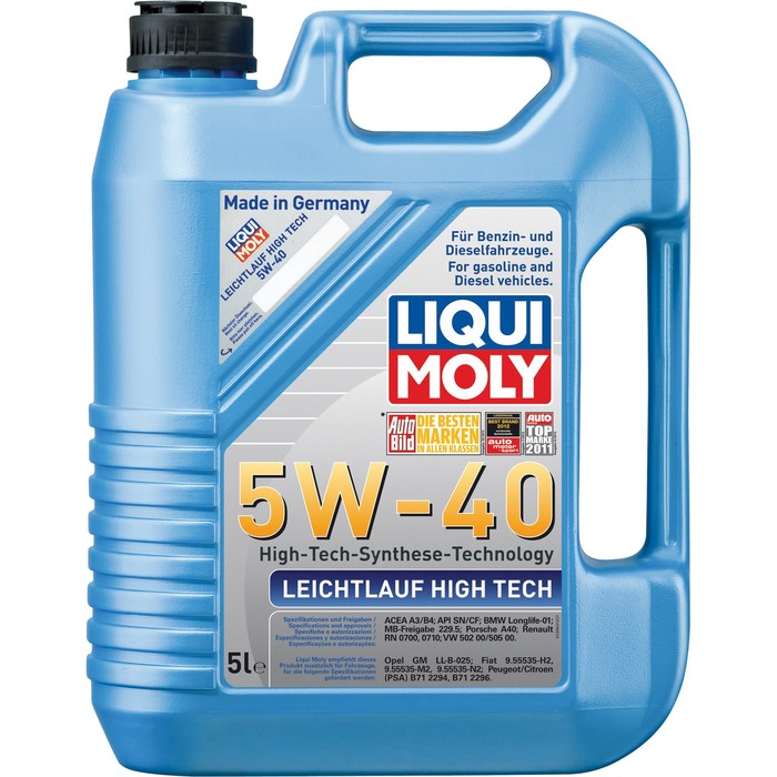 Моторное масло LiquiMoly Leichtlauf High Tech 5W-40 SN/CF;A3/B4 НС-синтетическое, 5 л (8029)