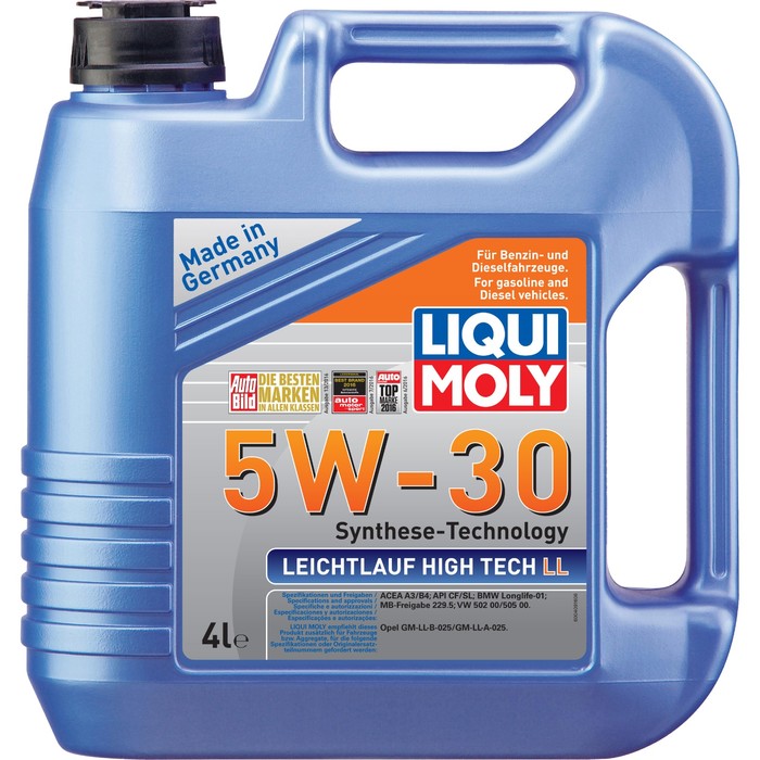 Моторное масло LiquiMoly Leichtlauf High Tech LL 5W-30 CF/SL A3/B4 НС-синтетическое, 4 л (39006)