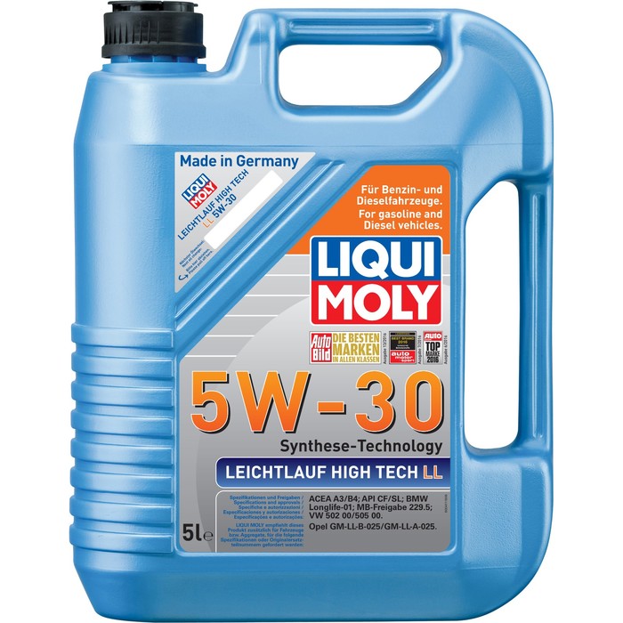 Моторное масло LiquiMoly Leichtlauf High Tech LL 5W-30 CF/SL A3/B4 НС-синтетическое, 5 л (39007)