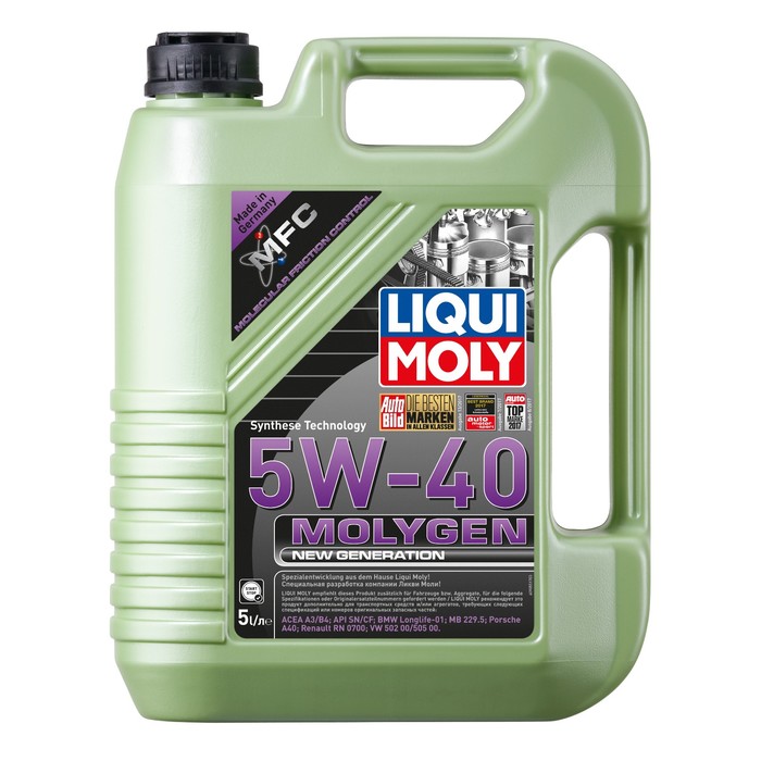 Моторное масло LiquiMoly Molygen New Generation 5W-40 SN/CF;A3/B4 НС-синтетическое, 5 л (9055)