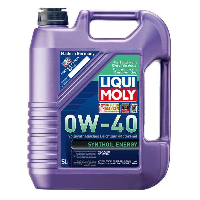 Моторное масло LiquiMoly Synthoil Energy 0W-40 SM/CF;A3/B4 синтетическое, 5 л (1923)