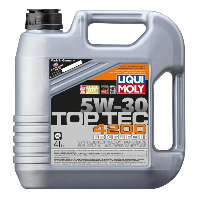 Моторное масло LiquiMoly Top Tec 4200 5W-30 A3/B4/C3 НС-синтетическое, 4 л (3715)