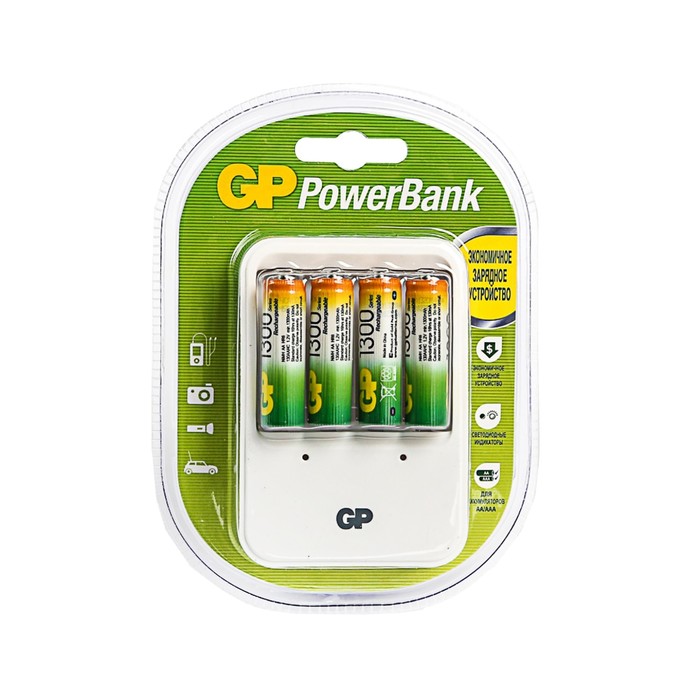 Зарядное устройство + аккумуляторы GP PB420 + 4 шт. аккумулятора, белый