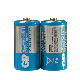 Батарейка солевая GP PowerPlus Heavy Duty, C, R14-2S, 1.5В, спайка, 2 шт.