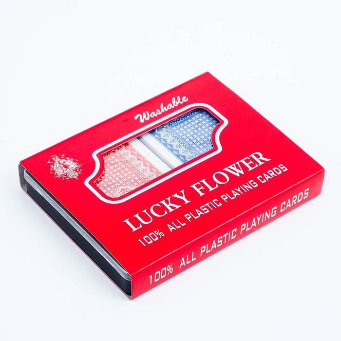 Карты игральные пластиковые "Lucky flower", 2 колоды по 54 шт, 8.7х5.7 см, 25 мкр