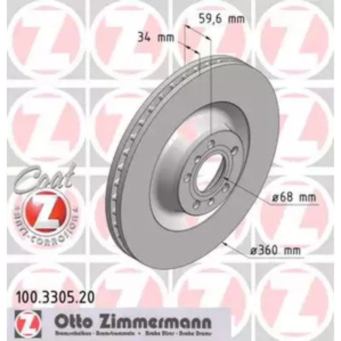 Диск тормозной ZIMMERMANN 100.3305.20