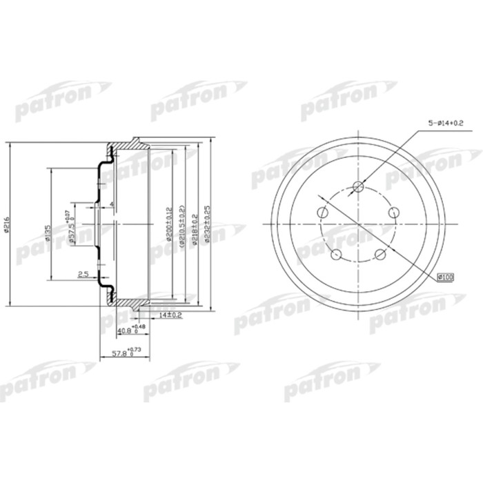 Барабан тормозной Patron PDR1001