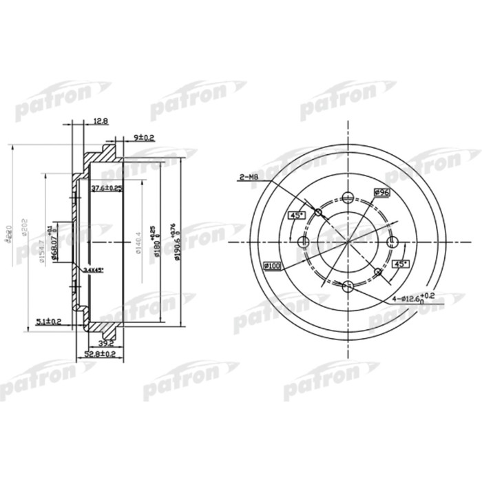 Барабан тормозной Patron PDR1112