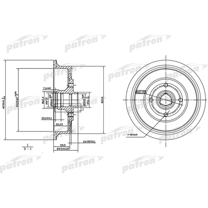 Барабан тормозной Patron PDR1200