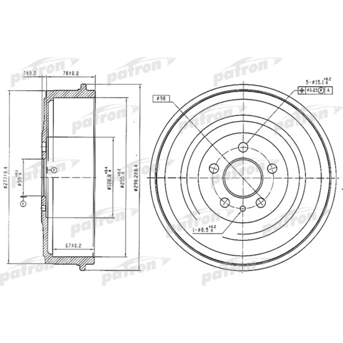 Барабан тормозной Patron PDR1223