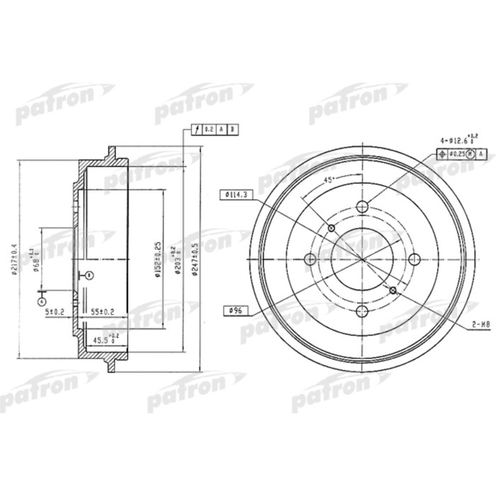 Барабан тормозной Patron PDR1256